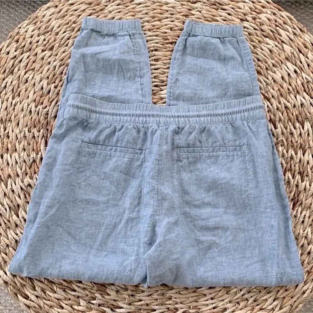 ATHLETA Retreat Linen Jogger Pants in Chambray Blue Size 16 Tall